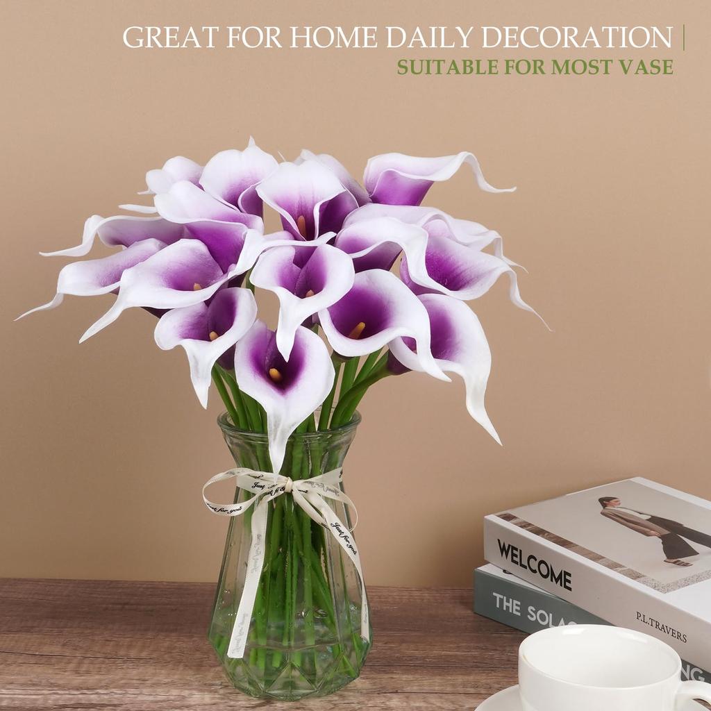 5PCS Artificial Calla Lily Flowers Faux PU Fake Flowers for Weddings Photography Props DIY Bridal Bouquets Home Room Party Decor