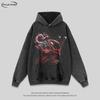 Oversized Vintage Washed Cotton Hoodie Men Women Streetwear Loose Fit Graphic Print Casual Sweatshirt