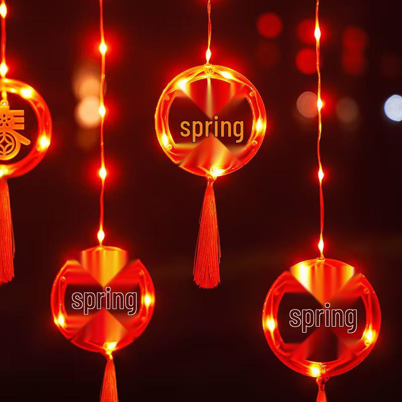 LED Red Lantern String Lights for Spring Festival & New Year Outdoor Balcony Decoration