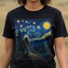 Starry Night Bigfoot Tee, Night Sky Sasquatch Silhouette