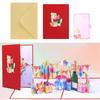 Handmade 3D Greeting Card with Envelope Colorful Balloon Wine Glass Invitation Card for Birthday Parties Party Supplies