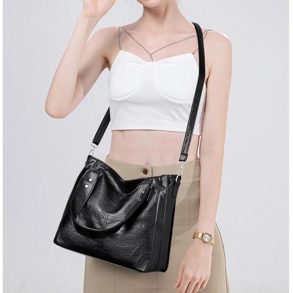 Luxury Famous Brand Women's Soft Leather Handbag Large Capacity Tote Bag Women's Shoulder Crossbody Bags