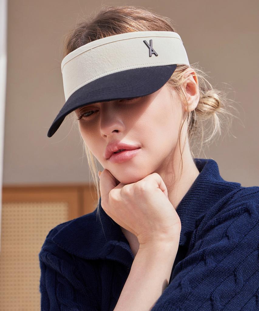 Bajal Studded Logo Two-Tone Sun Cap Black