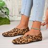 New leopard print flat-soled single shoes for women's spring and autumn new casual soft-soled shallow-mouth square head single shoes