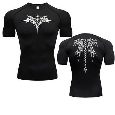 Anime-tryck Kompressionsskjorta Herr Löp-T-shirt Snabbtorkande Träningskläder Gymmet Sport Kortärmad Andningsbara Toppar