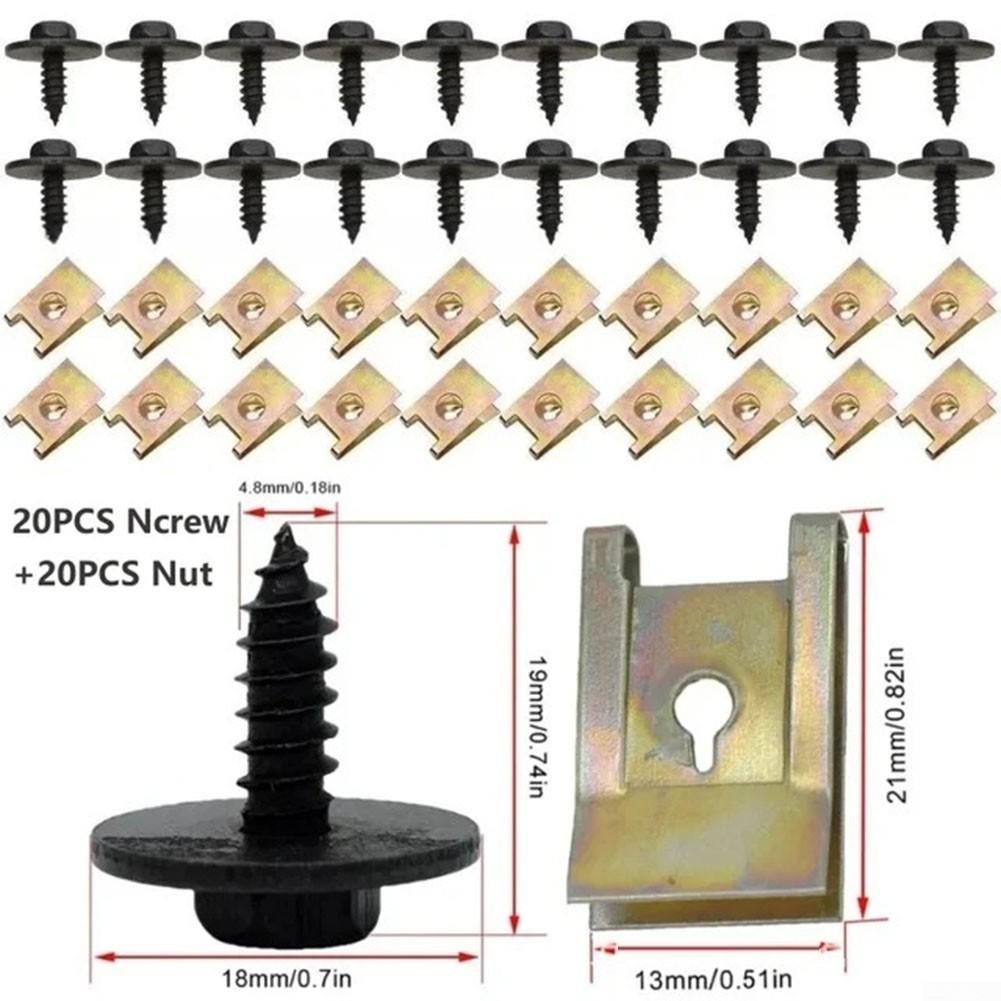 Car Screw Nut Clips Fender Bumper Retainer Metal U Nut Clips
