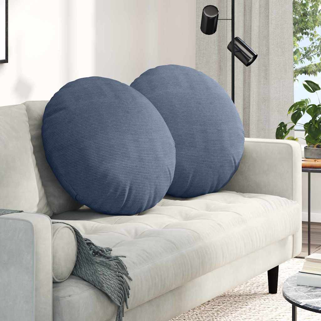 Seat Cushion 2 pcs Blue Ø60 x 21 cm Corduroy Fabric