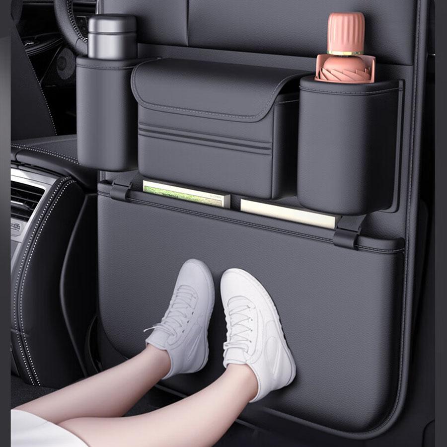 PU Car Backseat Organizer Storage Bag Multi-function Large Capacity Seat Back Storage Organizer Hanging Bag Protector Pad