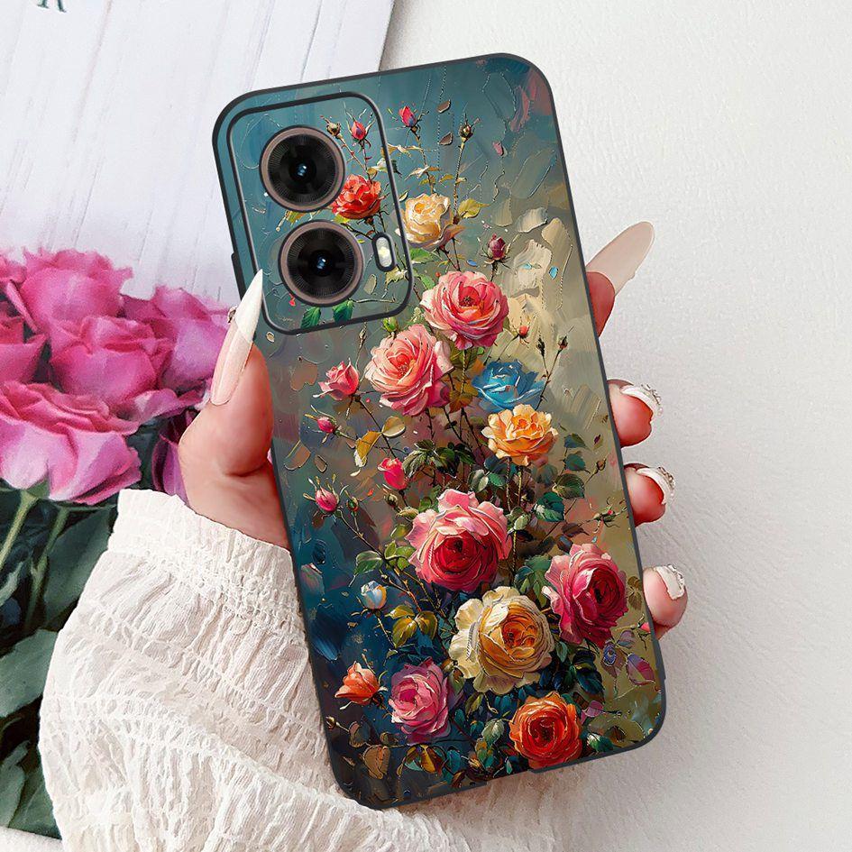 Case For Motorola Moto G35 Cover XT2433-5 Popular Flower Painted Soft Silicone Shockproof Coque For Moto G55 G75 G85 5G TPU Capa