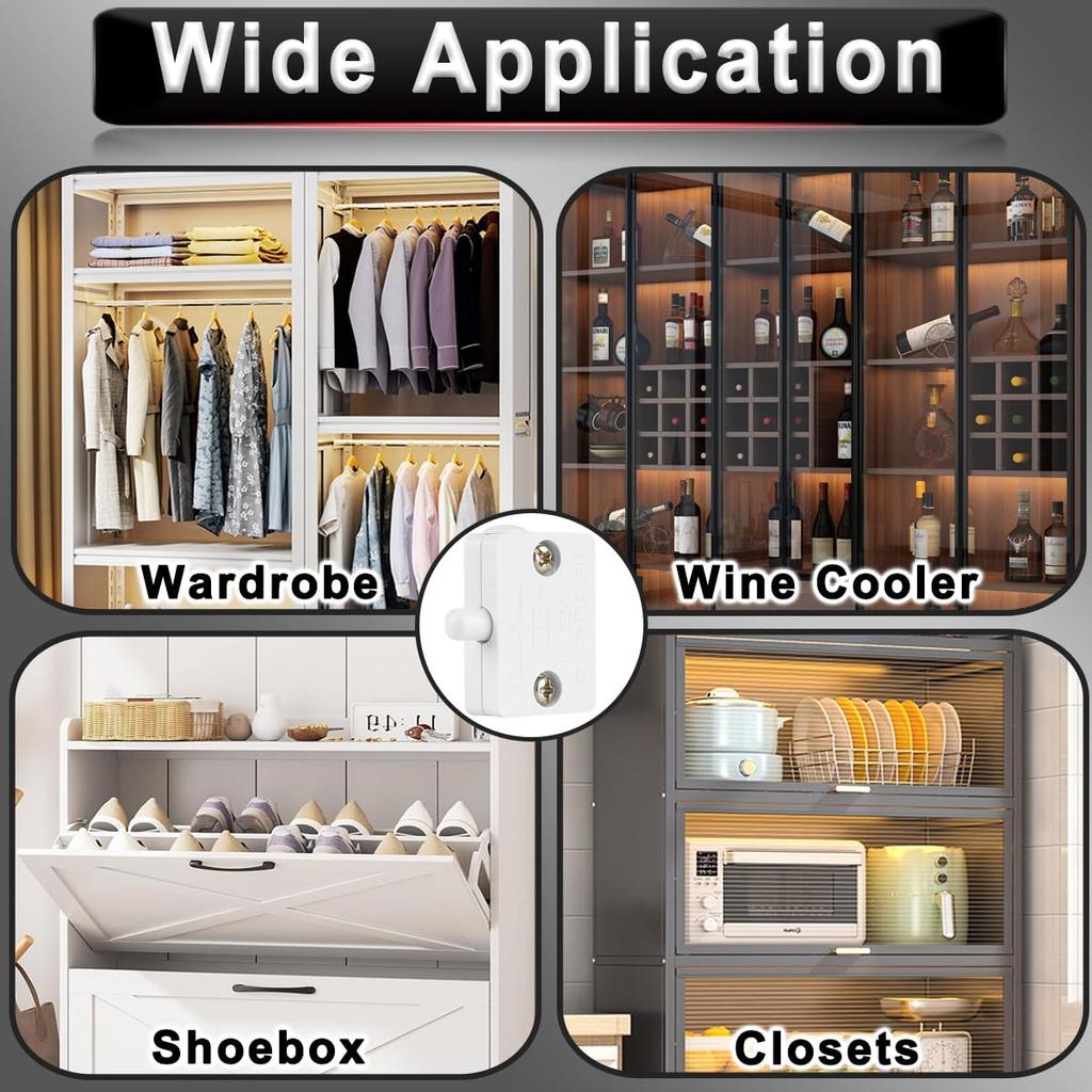 MKBKLLJY 4pcs Cabinet Door Switch White Closet Light Switch Normally Close Auto Touch On