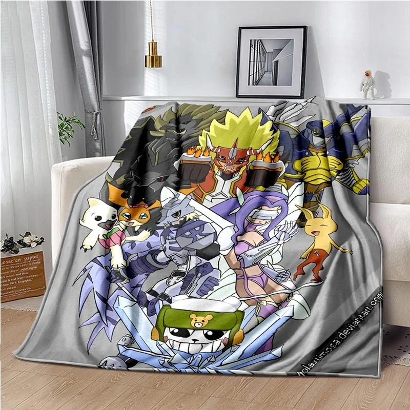 Japane Cartoon D-Digimon Throws Blanket Sofa Hiking Picnic Super Soft Quilt Bed Thermal Cute Anime Flannel Blanket Birthday Gift