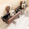 UFORU No-Drill Bathroom Storage Shelf - Chinese Style Suction Cup Rack for Vanity, Sink & Faucet Area