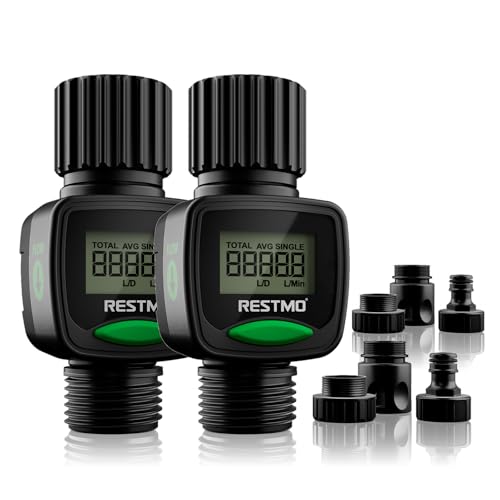 RESTMO 2-компонентный расходомер воды, высокоточный, измеряет расход в галлонах/литрах и скорость потока для садовых шлангов, разбрызгивателей, бака для воды автодома
