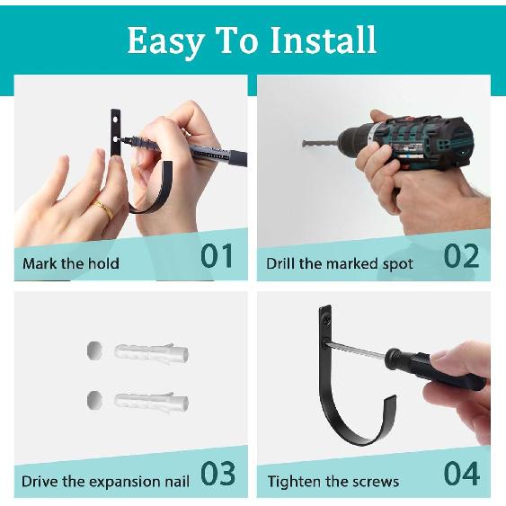 6 Pack Wall Hooks for Hanging, Heavy Duty Metal Coat Hooks Wall Mounted, No Rust Black Metal Wall Hooks for Living Room, Bathroom, Kitchen, Bedroom,