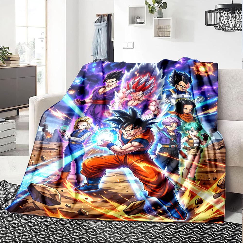 Son-Goku Print Flannel Blanket High Quality Warm Comfortable Cover for All Seasons Perfect for Gifts Home Decor