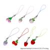 Cute Cherry Strawberry Peach Charm Pendant Chain Phone Strap Pocket Keychain Strap Decoration for Key Bag Purse