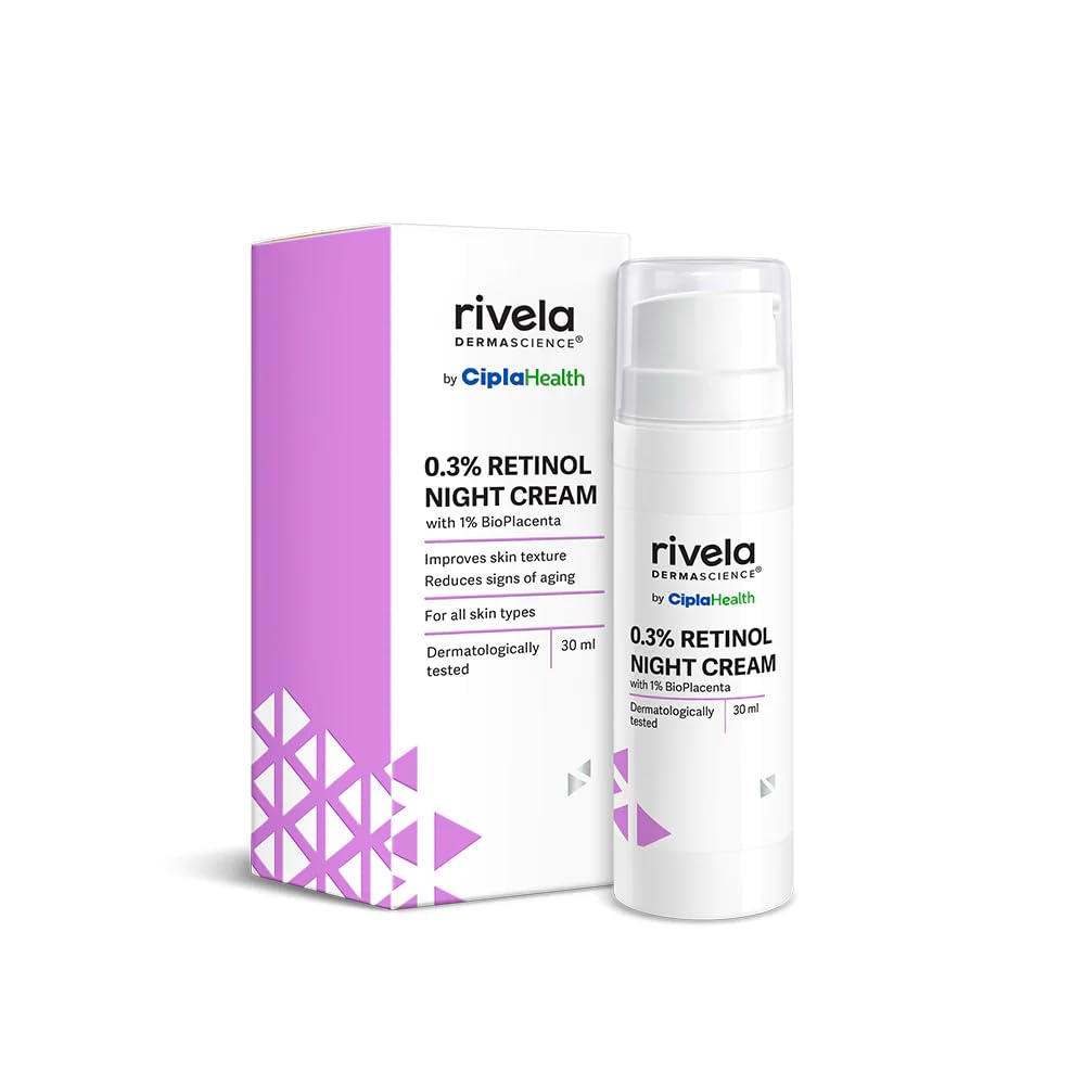 Rivela Dermascience By Cipla 0.3% Retinol Night Cream 30ml For Dark Spots And Anti-Aging Care
