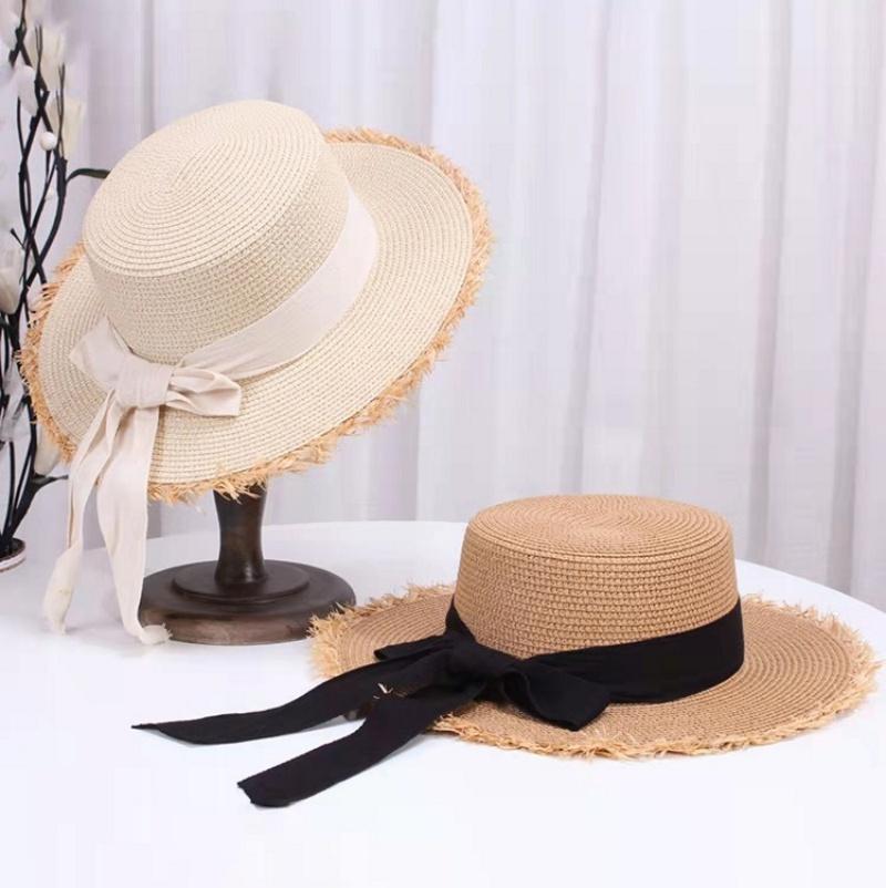 New Tassel Female Lace Bow Bowknot Straw Hat Summer Women Ladies Casual Floppy Sun Hat Ribbon Sunscreen Cap For Beach