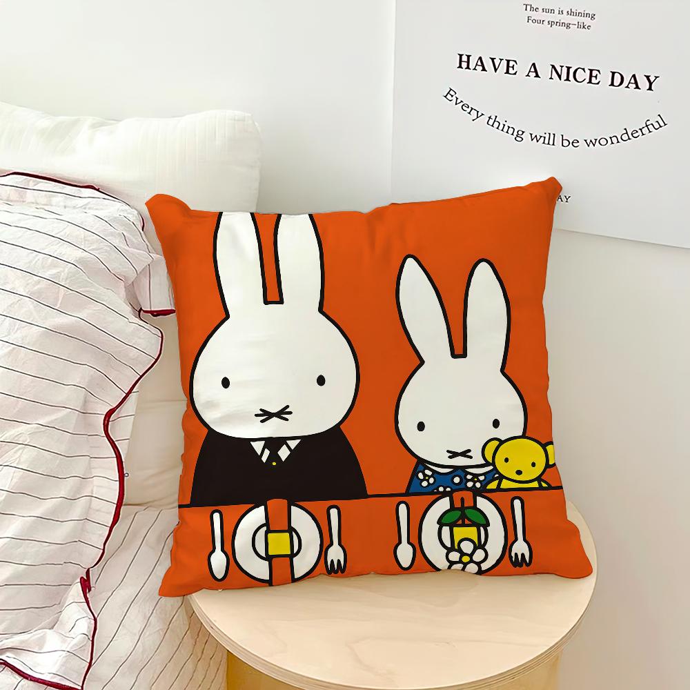 Cartoon Bunny Rabbit kawaii funny MMiffy soft pillowcase for Sofa Home Living Room bedside Decor pillow cover Gift Party hogar