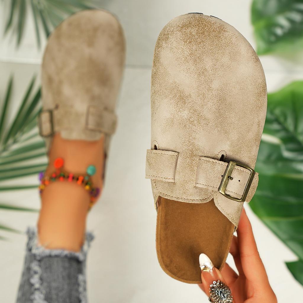 Baotou Slippers Women's Cork Drag Large Size Roman Shoes Casual Half Drag Lazy Shoes Tide