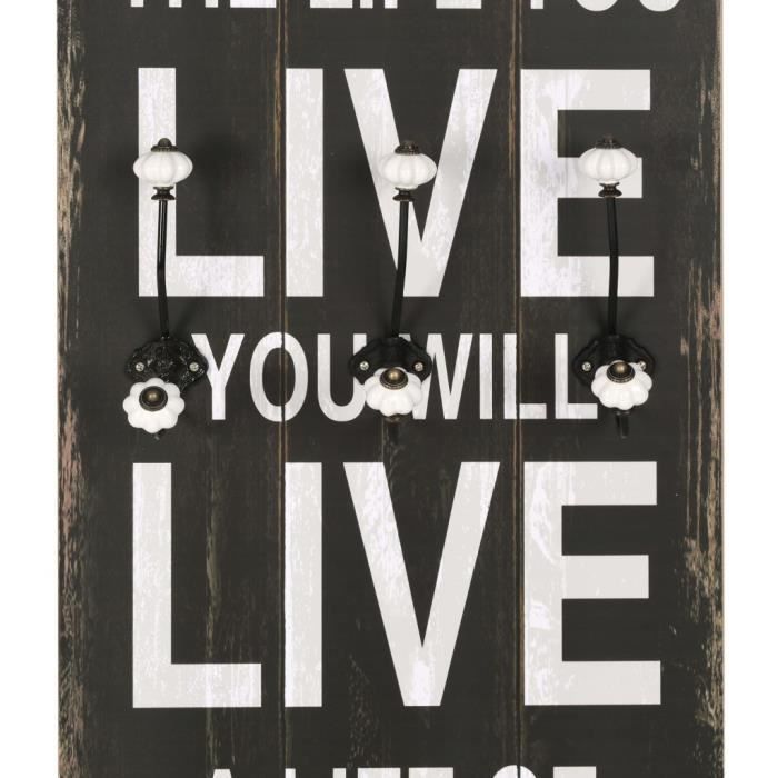 VidaXL Porte-manteau mural avec 6 crochets 120 x 40 cm LOVE LIVE