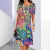 3D Digital Printing Dresses Women's Summer Short-sleeved O-neck Casual Loose Dress