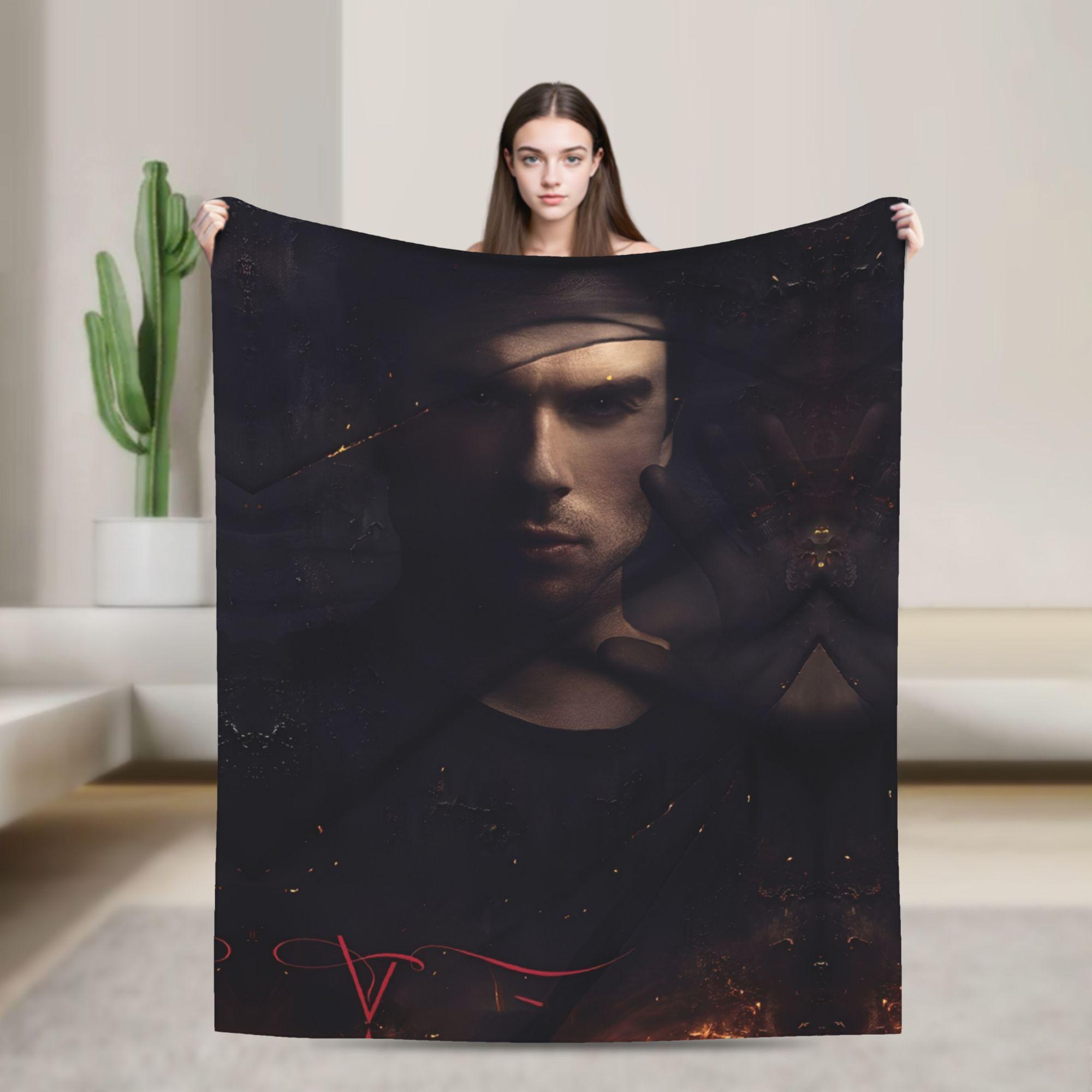 

Soft Warm Blanket Travel Office The Vampire Diaries Damon Salvatore Throw Blanket Flannel Bedspread For Sofa Bed Cover 75x90cm