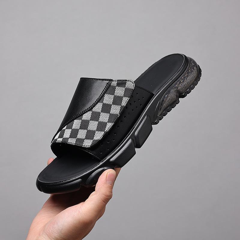 

Сандалии мужские летние в клетку 2025 новый тренд пляжная обувь для спорта и отдыха уличные тапочки 901-Q 38 чёрный