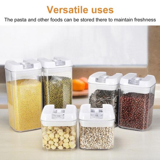 6Pcs Sealed Tank Food Storage Containers Set BPA Free Transparent Dustproof Large Capacity Stackable Airtight Cereal Containers