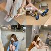 Cowhide~ Flat bottom inner height increase 3.5cm cute mango head lace-up casual style sneakers women