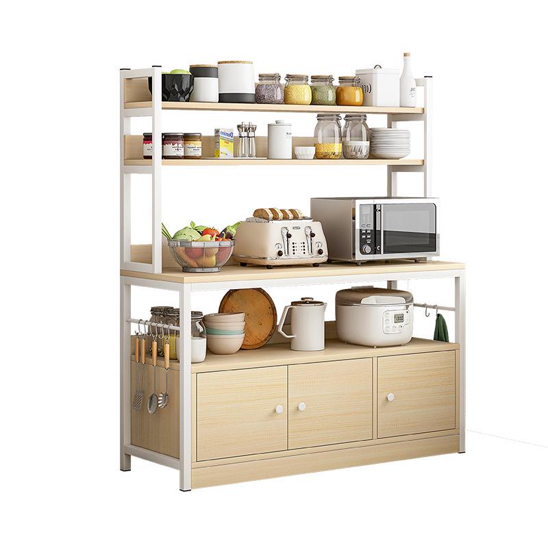 Floor-Standing Multifunctional Kitchen Rack for Microwave and Dishes Storage