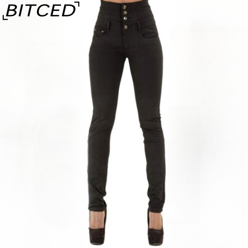 

BITCED High Waisted Button Down Pencil Jeans S чорний