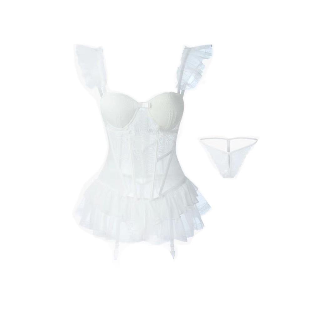 Ruffle Camisole Nightwear Transparent Mesh Nightdress Comfortable Lace Nightgown  Home