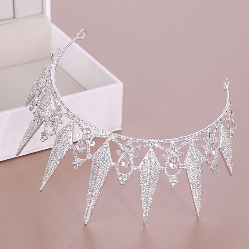 Trendy Silber Farbe Diademe Kristall Strass Kronen Königin Tiaras Und Kronen Hochzeit Haar Zubehör Prinzessin Frauen Schmuck
