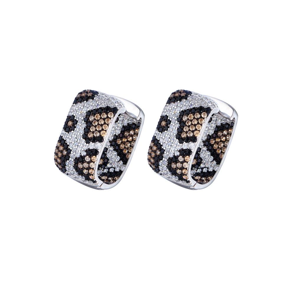 

Европейская и американская мода, серьги-каффы из змеиной кожи, инкрустированные цирконами, с леопардовым принтом