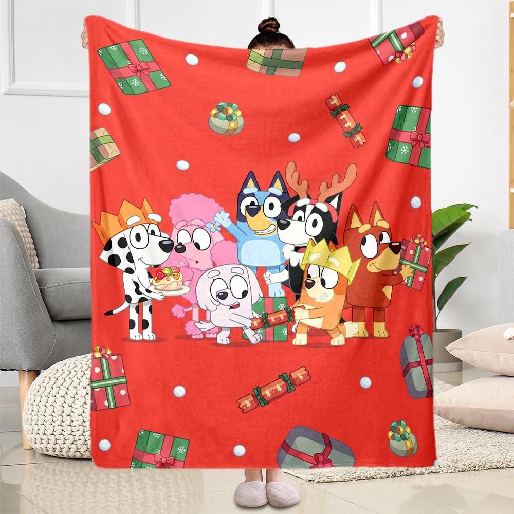 Bluey's Blue Fun Blanket Soft Warm Cozy Perfect for Office Chair Office Chair All-Season Use Stylish Decor Suitable for Gifting Relatives and Friends