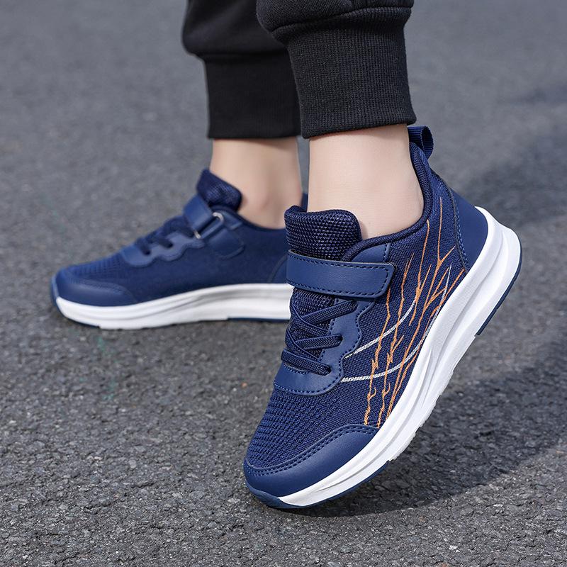 Boys' Breathable Knit Canvas Running Shoes - New Style, Trendy, Wear-Resistant, Flat-Soled Youth Sports Footwear