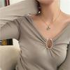 Chic Black & White Plaid Heart Titanium Steel Necklace for Women - Trendy European & American Fashion Jewelry 