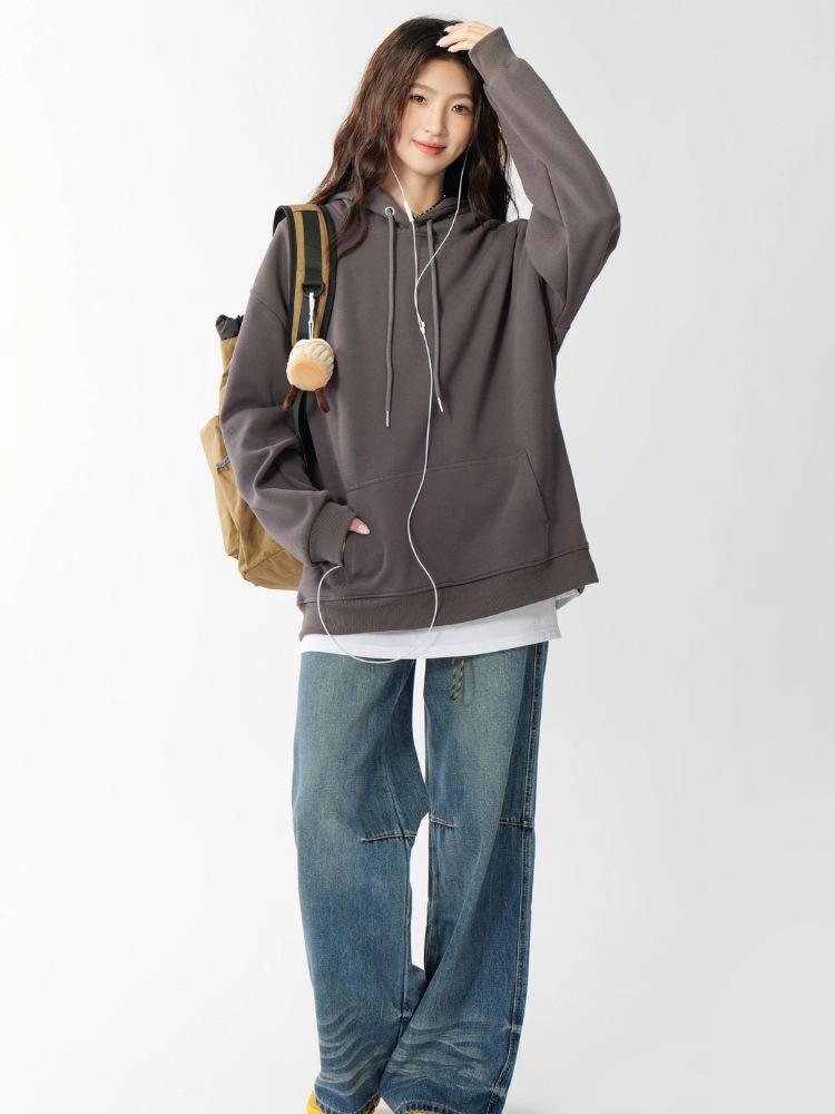 Autumn And Winter Womens Hoodie Long Sleeve Sweater Loose Top Sweatshirt Cotton Pullovers Couple Outfits