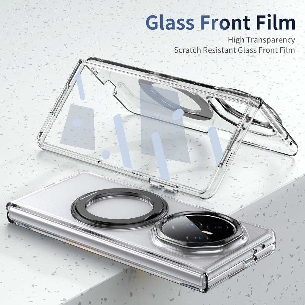 For Honor Magic V3 5G Case Magnetic Kickstand Clear PC Phone Cover with HD Screen Film