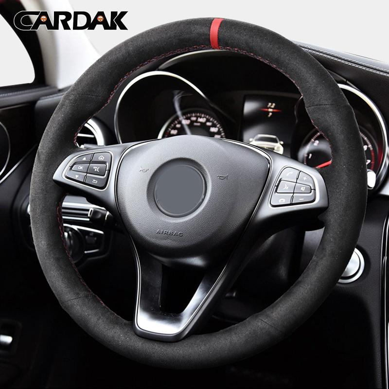 CARDAK Autostuurhoes Rode Markering Zwart Suede Voor Mercedes-Benz C180 C200 W205 C300 B200