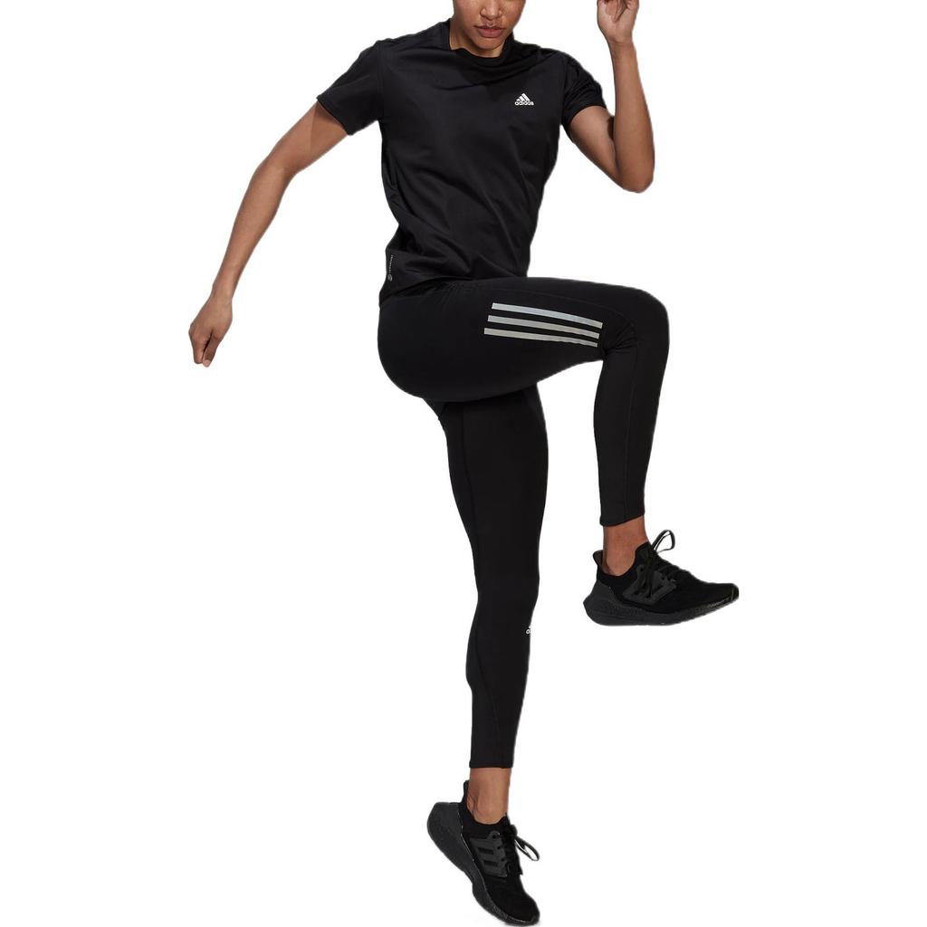 Adidas Run It Tee With Solid Print Logo Women Tops Black HL1455