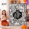 Creative Activity for Women Halloween DIY Coloring Blanket, Color Your Own Throw Blanket with Optional Art Therapy Gifts 24 Markers, Washable