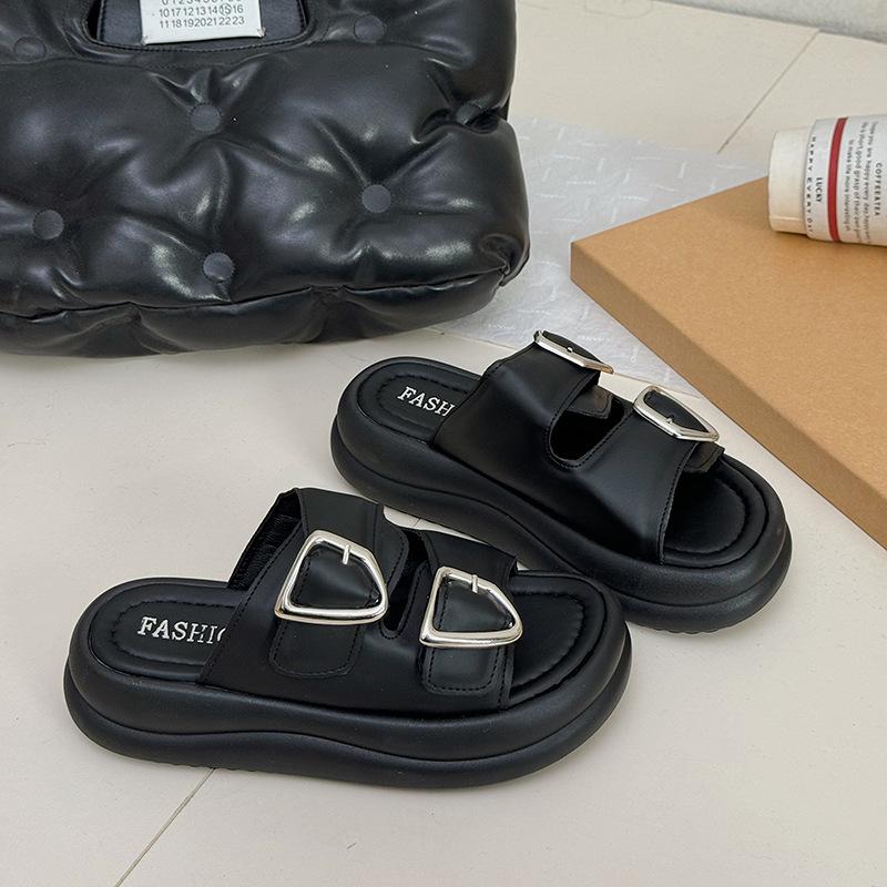 

Height-increasing platform slippers women s summer wear 2025 new Internet celebrity versatile comfortable casual beach shoes black sandals 35 чёрный