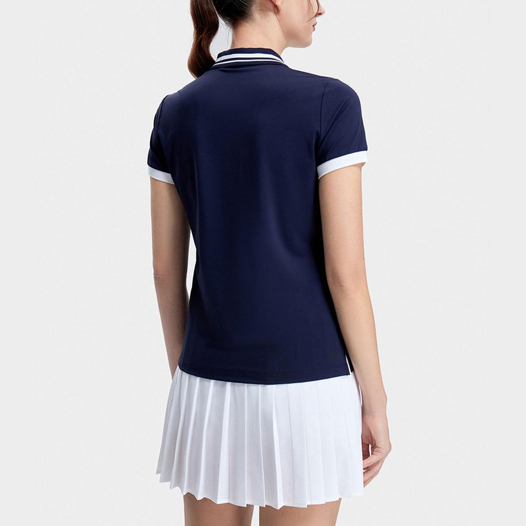 Fila Color Block Tennis Polo Shirt Women Tops Royal-Blue A11W323106A-NV