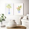 Chinese Wind Porcelain Watercolor Printing Ginger Jar Vase Plant Poster Antique Blue and White Porcelain Canvas Painting Decor