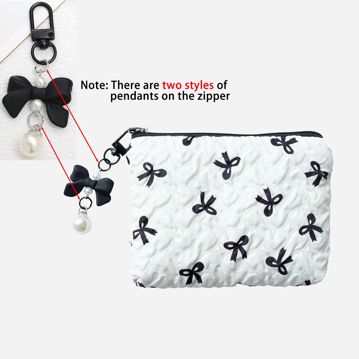 Embroidered bow makeup bag, high appearance level, coin purse storage bag, cute, large capacity, high-end makeup bag