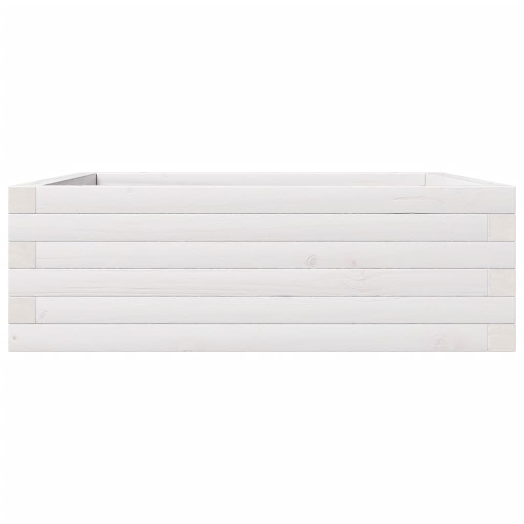 Vidaxl Donica Ogrodowa, Biała, 70X70X23 Cm, Lite Drewno Sosnowe