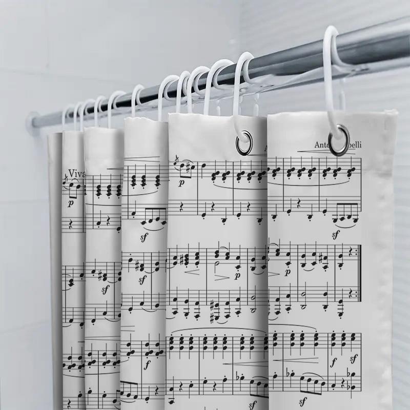 Music Shower Curtain Vintage Sheet Music Decor Bathroom Curtain Waterproof Classical Musician Gift Backdrop