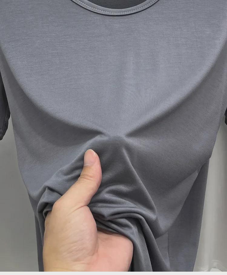 Damski T-shirt Modalowy z Dekoltem U w Dużym Rozmiarze - Elastyczny, Luźny Krój, Letni Top z Krótkim Rękawem